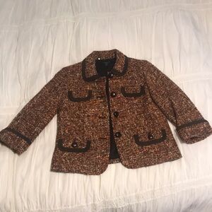 Talbots Brown Tweed Cropped Jacket